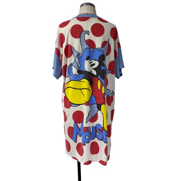 Vintage Disney Mickey Co Womens One Size Dot 90s Sleep Shirt Dress - Picture 8 of 8